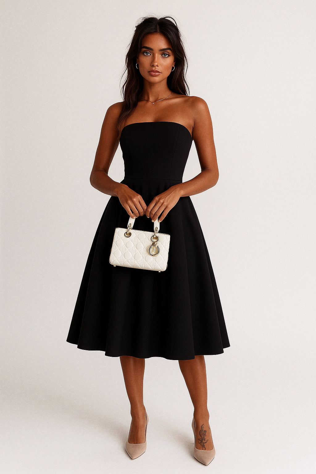 Solid Color Tube Midi Dress