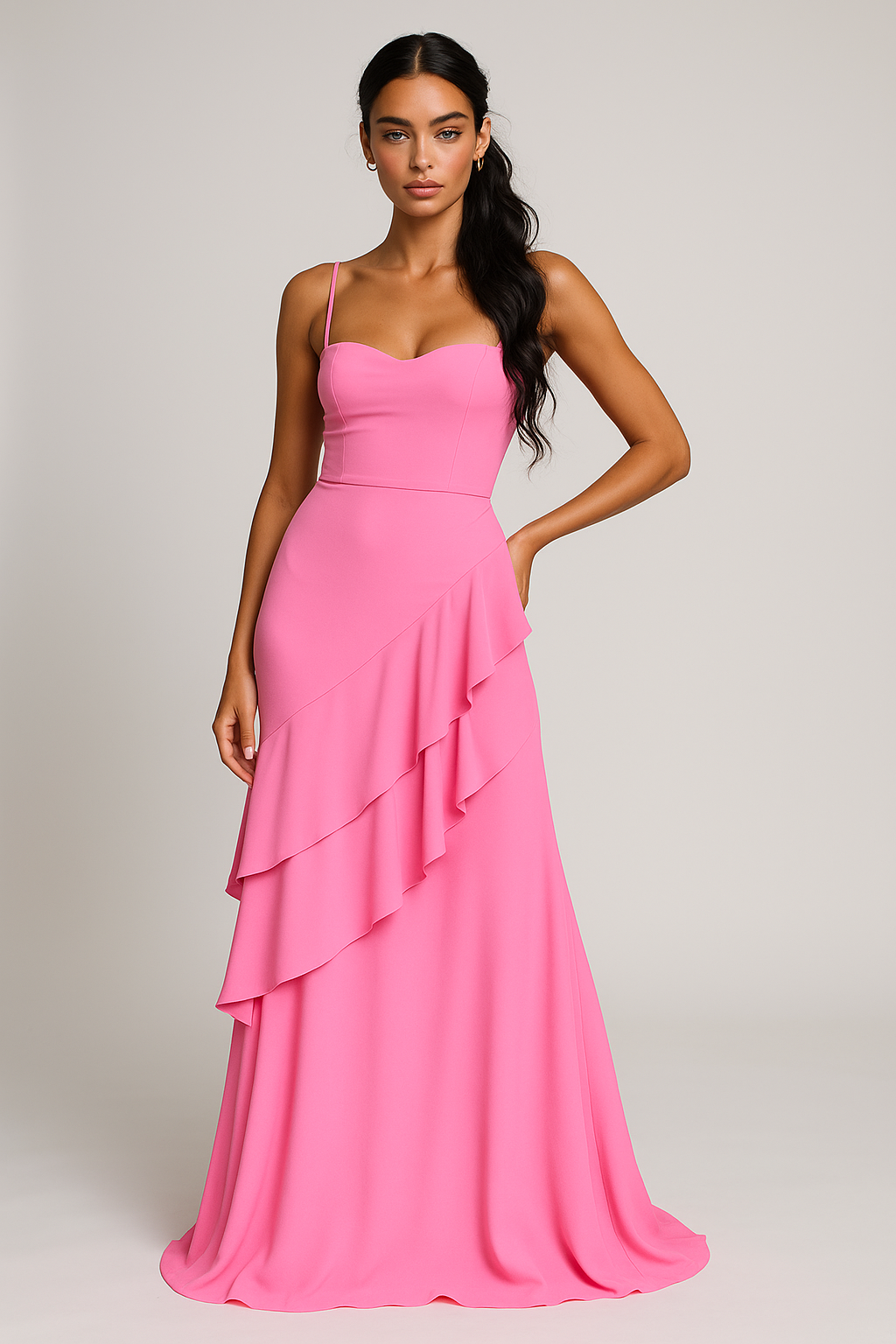 Sweetheart Neck Ruffled Maxi Cami Dress
