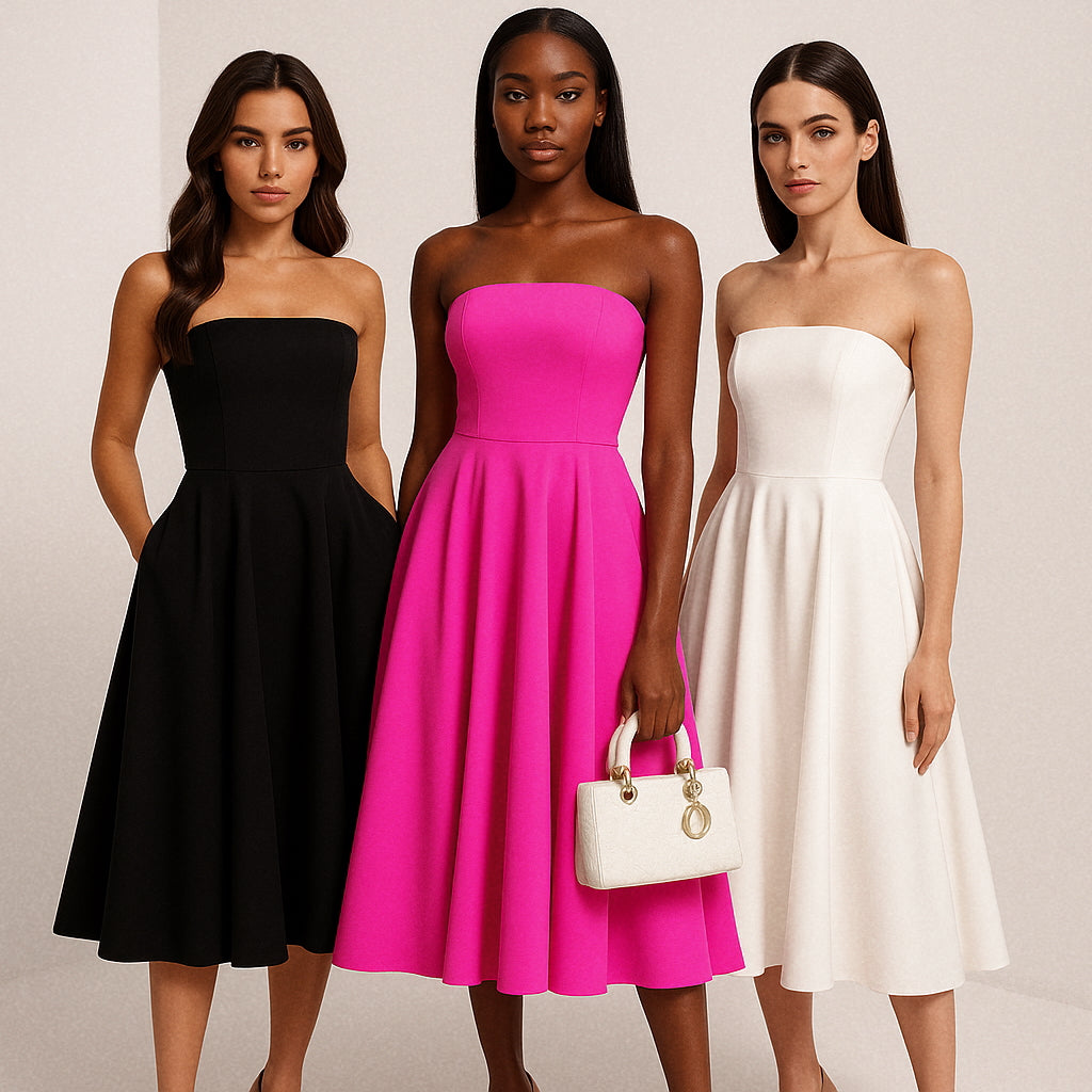Solid Color Tube Midi Dress