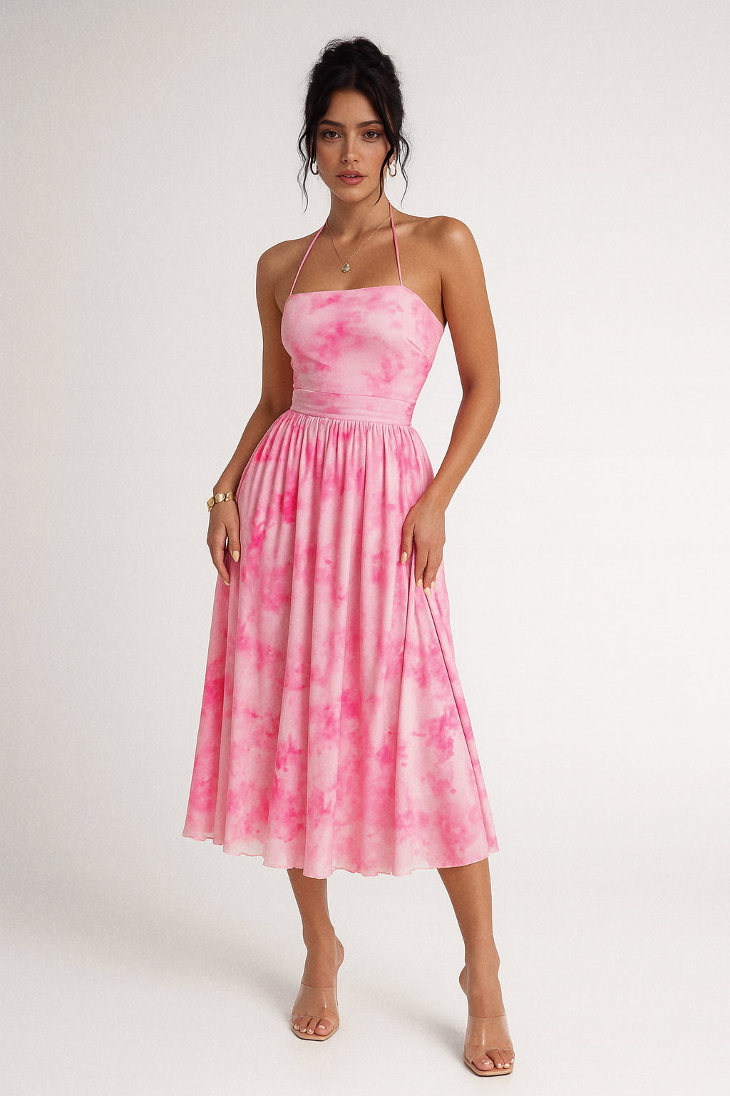 Chelsea Tie-Dye Halter Sleeveless Midi Dress