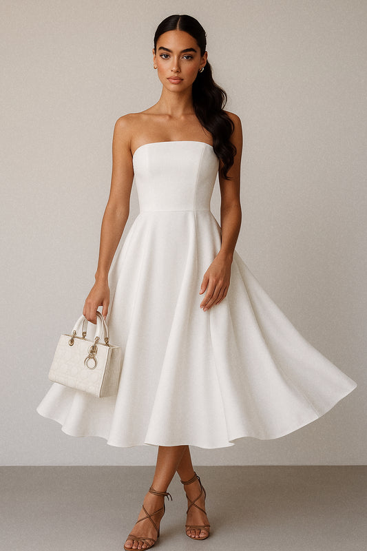 Solid Color Tube Midi Dress