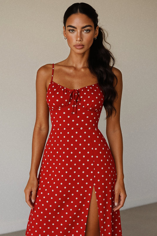 Full Size Slit Printed Cami Midi Dress Plus Size