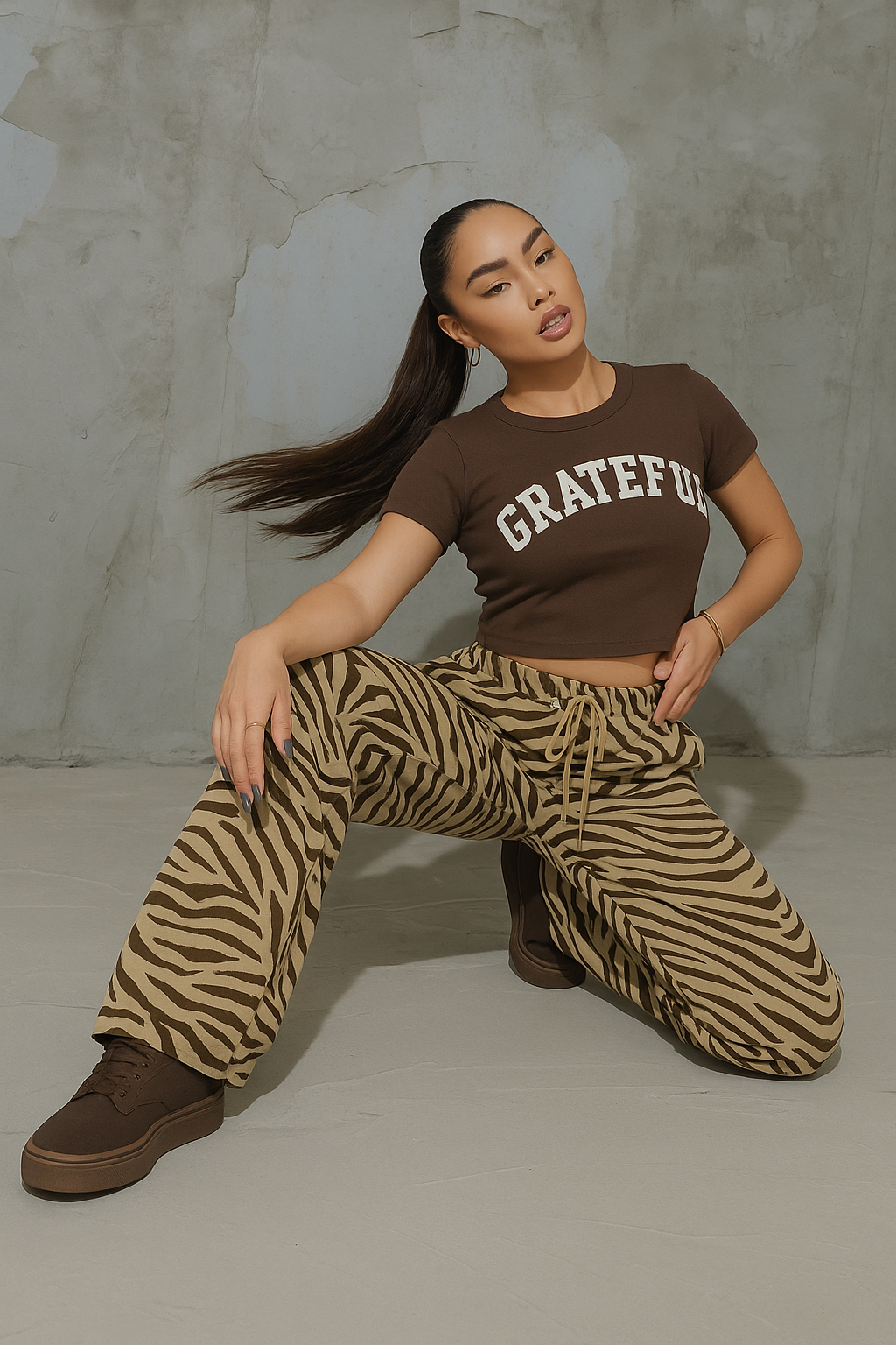 Animal Print Linen Wide Leg Pants
