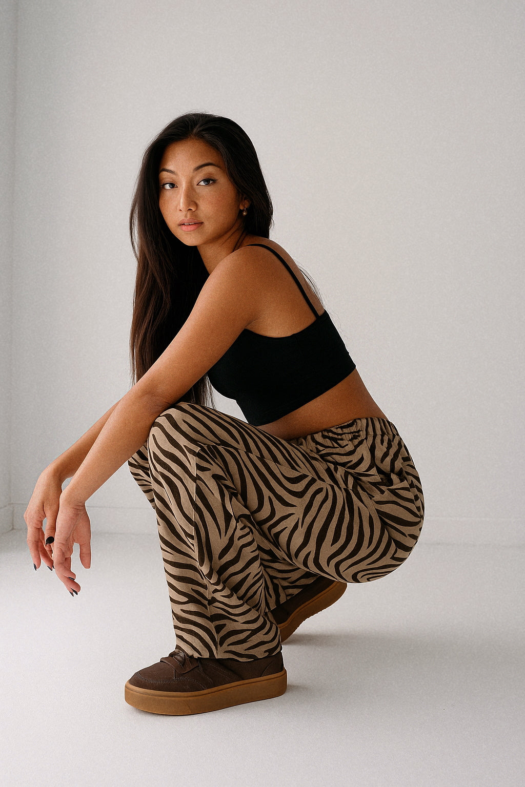 Animal Print Linen Wide Leg Pants